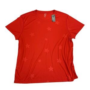 Ideology Mens RapiDry Embossed Star Short Sleeve Performance T-Shirt Red 2XL
